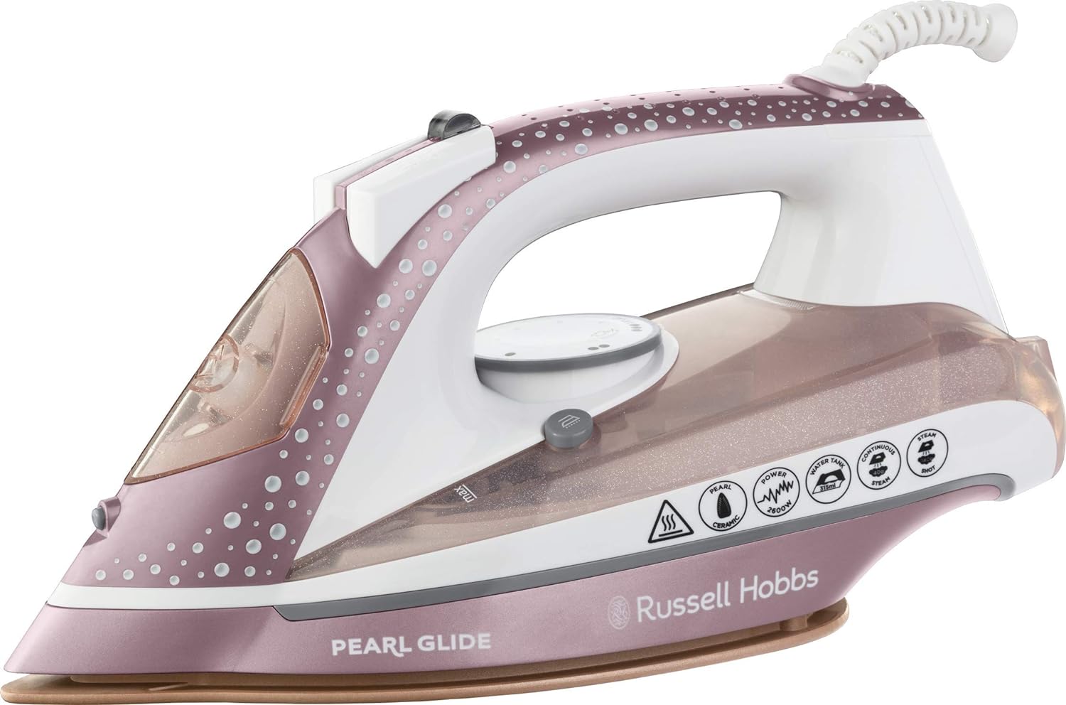 Russell Hobbs Pearl Glide Steam Iron with Pearl Infused Ceramic Soleplate 23972