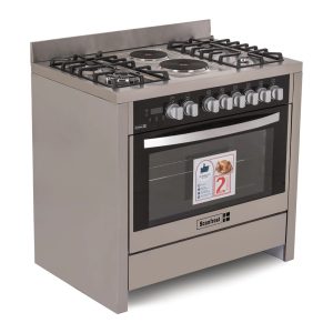 Scanfrost 4 Gas Burner Including 1 Wok Burner + 2 Electric Hotplate Cooker 9423SS