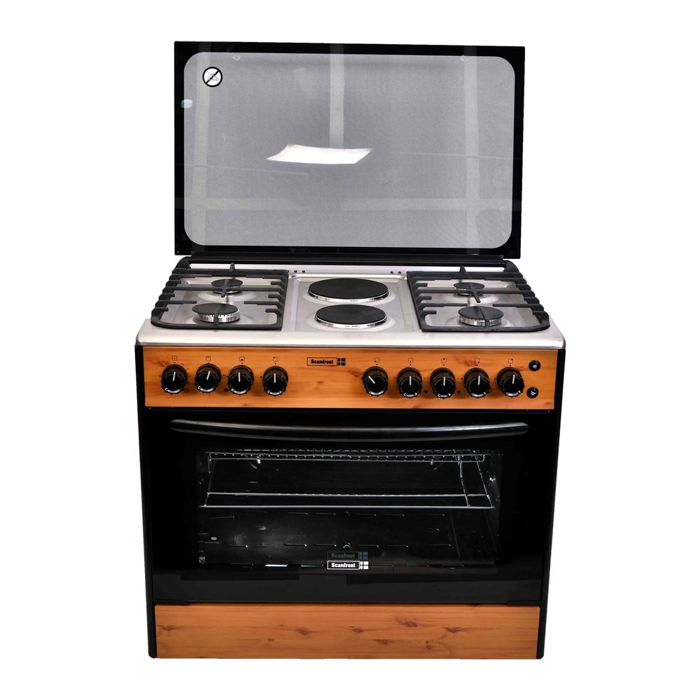 Scanfrost 4 Gas Burner + 2 Electric Hotplate (Gas Oven with Grill) SFC9425NGF 90x60CM