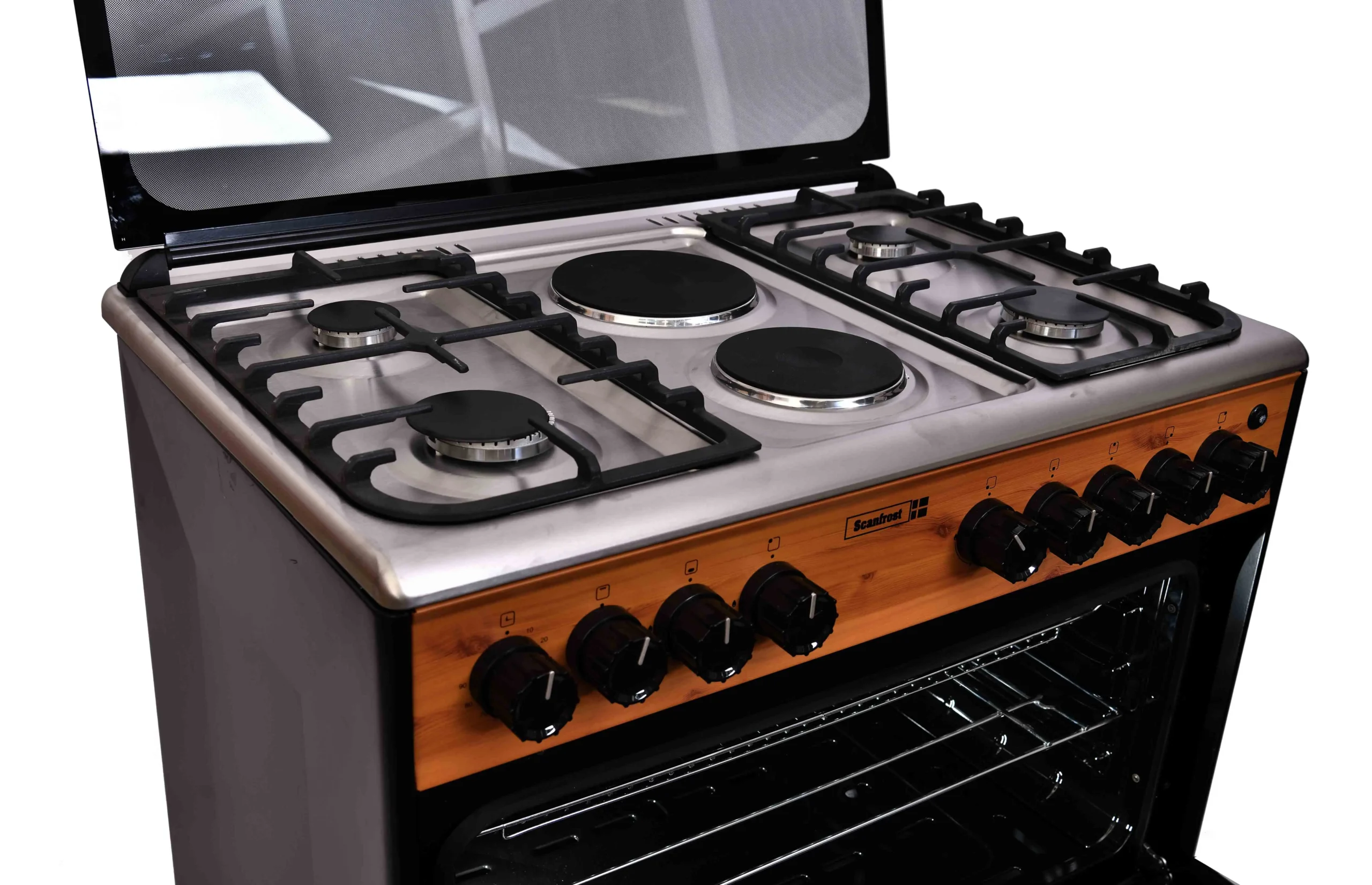 Scanfrost 4 Gas Burner + 2 Electric Hotplate (Gas Oven with Grill) SFC9425NGF 90x60CM - Image 2
