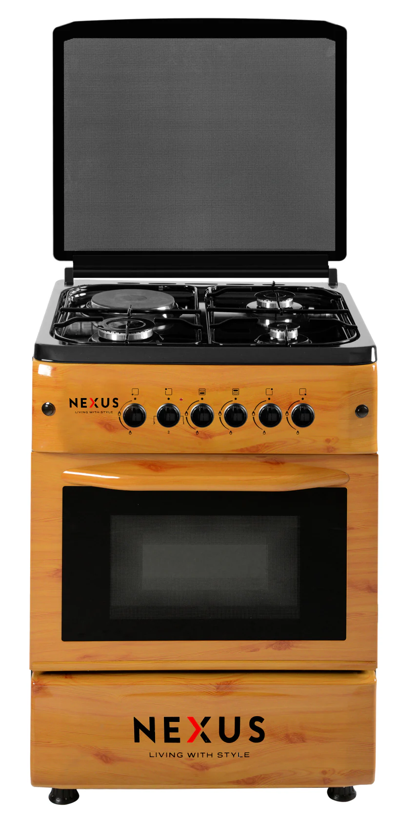 Nexus 3 Gas Burner + 1 Electric Hotplate Standing Cooker NX-6004 Black